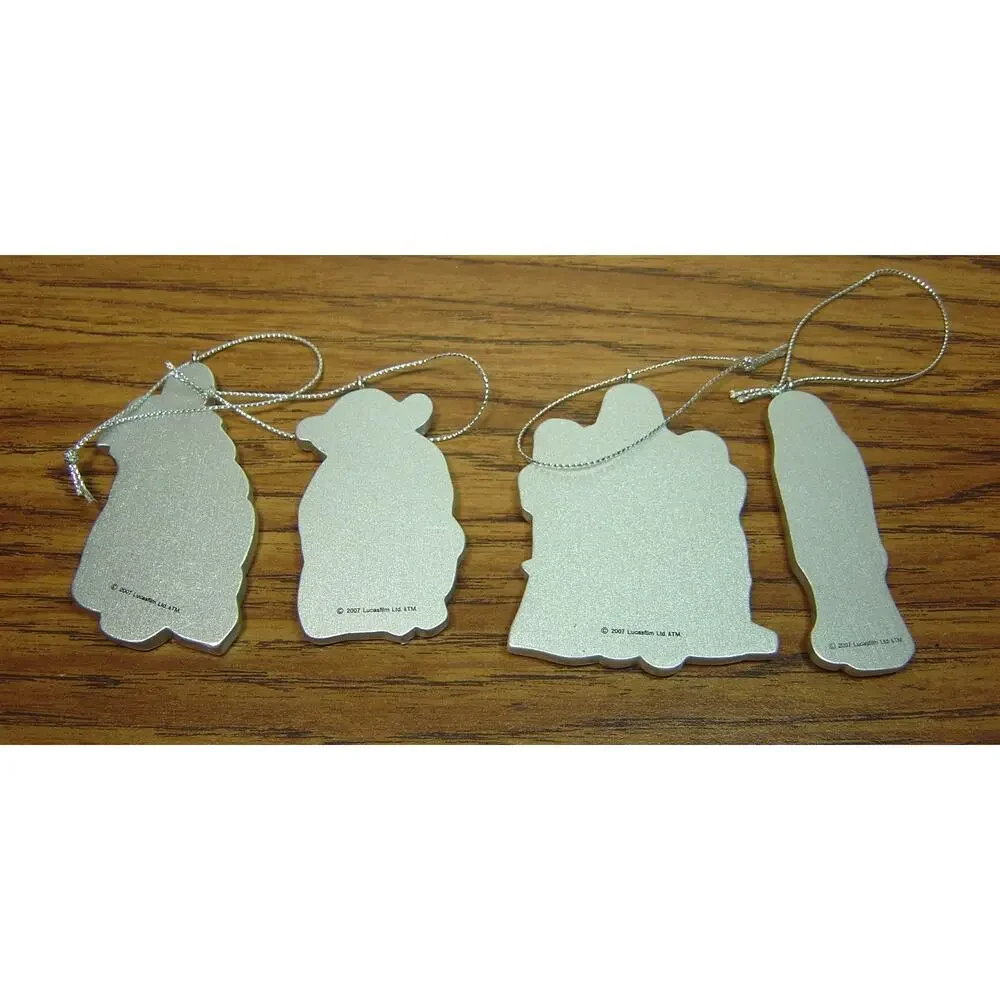 2007 STAR WARS 4 PIECE SET OF METAL ORNAMENTS WITH BOX